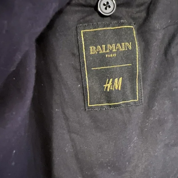 Balmain x H&M Gold Lion Embroidered Leather Jacket - Picture 10 of 11